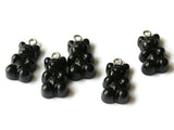 5 20mm Black Gummy Bear Charms Resin Pendants with Platinum Colored Loops Jewelry Making Beading Supplies Loose Candy Charms