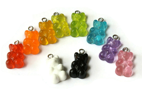 5 20mm Mixed Color Gummy Bear Charms Resin Pendants with Platinum Colored Loops Jewelry Making Beading Supplies Loose Candy Charms