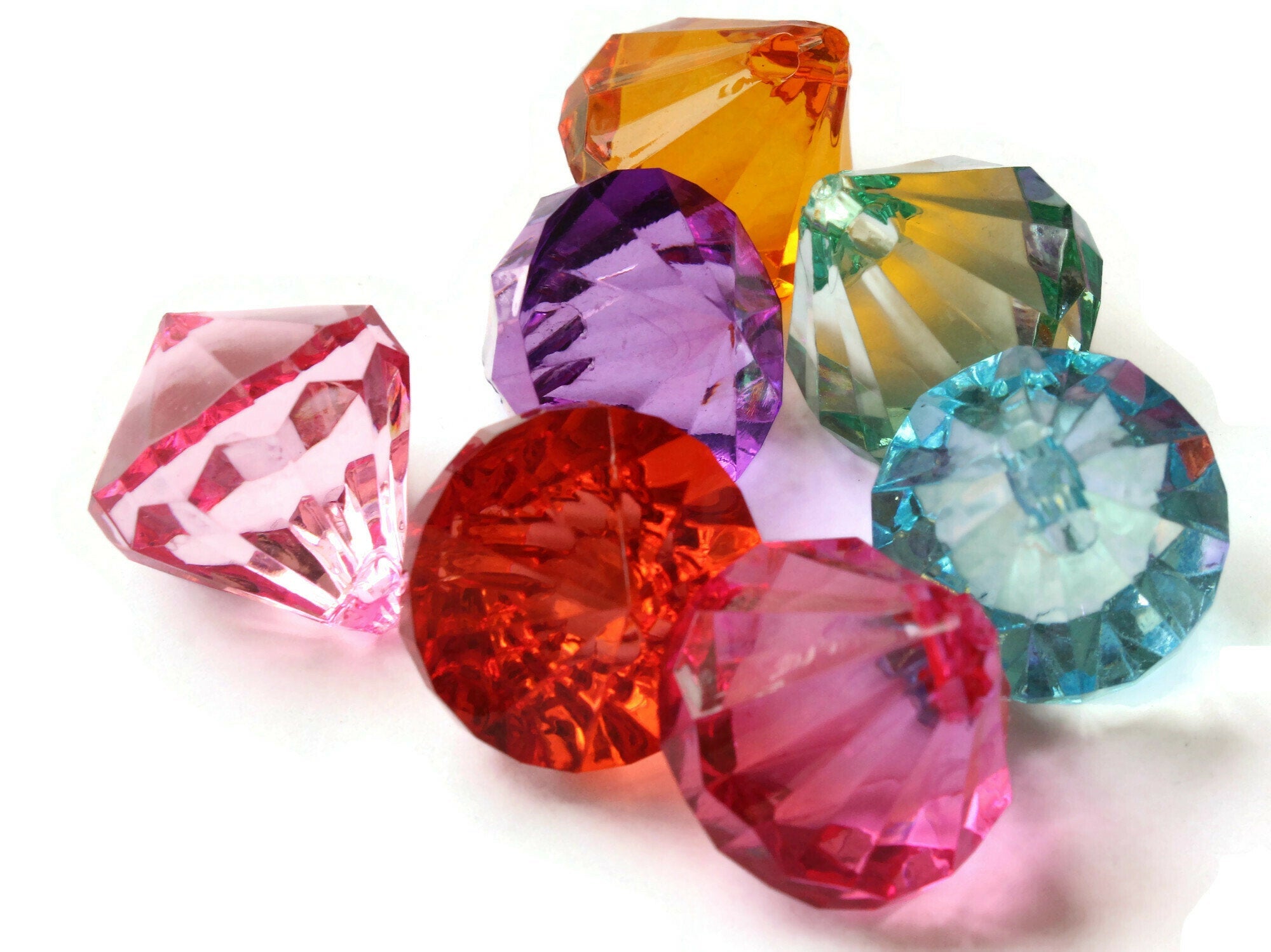 Faceted Multi Colors Diamond Beads