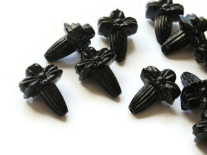 10 19mm Black Vintage Plastic Beads Flower Bouquet Beads Cross Beads Jewelry Making Beading Supplies Loose Beads to String