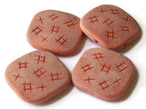 4 31mm Red Vintage Plastic Beads Flat Square Beads Tic Tac Toe Beads Hashtag Beads Jewelry Making Beading Supplies Loose Beads to String