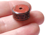 5 17mm Vintage Painted Clay Beads Brown Copper and Black Patterned Disc Beads Peruvian Clay Beads to String Jewelry Making Beading Supplies