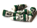 5 32mm Vintage Painted Clay Beads White and Green Teardrop Bird Beads Peruvian Clay Beads to String Jewelry Making Beading Supplies