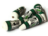 5 32mm Vintage Painted Clay Beads White and Green Teardrop Bird Beads Peruvian Clay Beads to String Jewelry Making Beading Supplies