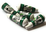 5 32mm Vintage Painted Clay Beads White and Green Teardrop Bird Beads Peruvian Clay Beads to String Jewelry Making Beading Supplies