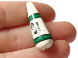 5 32mm Vintage Painted Clay Beads White and Green Teardrop Bird Beads Peruvian Clay Beads to String Jewelry Making Beading Supplies