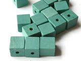 15 15mm Light Blue Wood Cube Beads Wooden Cubes Macrame Beads Jewelry Making Beading Supplies Large Hole Beads