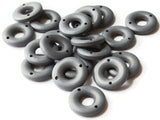 20 20mm Gray Beads Round Donut Beads Wood Beads Ring Beads Jewelry Making Beading Supplies Loose Beads