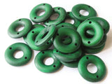 20 20mm Green Beads Round Donut Beads Wood Beads Ring Beads Jewelry Making Beading Supplies Loose Beads