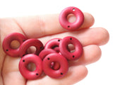 20 20mm Red Beads Round Donut Beads Wood Beads Ring Beads Jewelry Making Beading Supplies Loose Beads