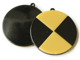 2 40mm Yellow and Black Flat Round Pendants Resin Pendants, Resin Charms Jewelry Making Beading Supplies Focal Beads Drop Beads