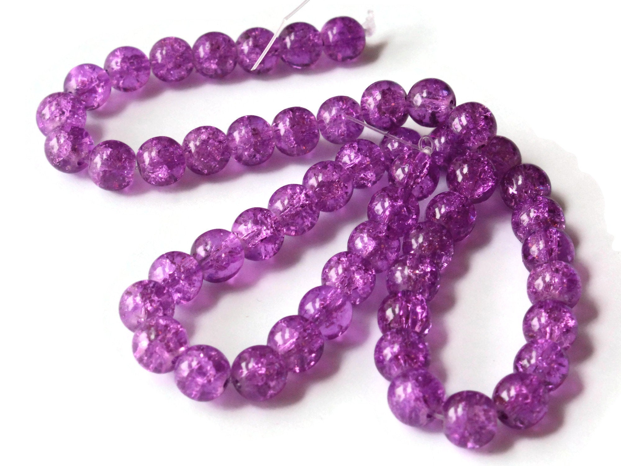Elegant Purple Glass Beads for Jewelry Making, 8mm Polished Round Bead