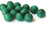 15 16mm Green Vintage Plastic Beads Textured Round Beads Beads Jewelry Making Beading Supplies Loose Beads to String