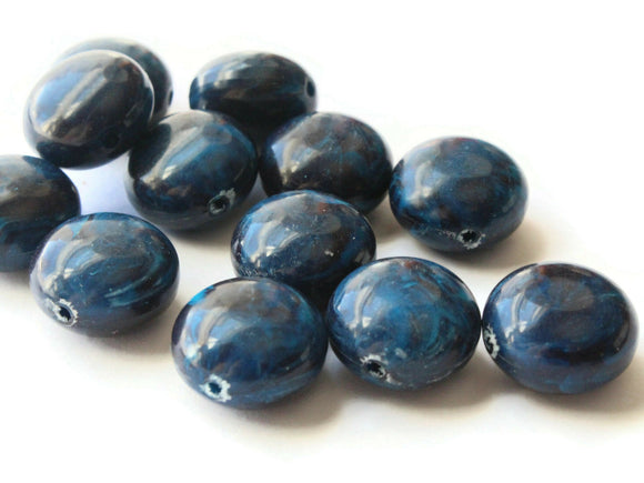 12 18mm Blue Vintage Plastic Beads Puffed Coin Beads Beads Jewelry Making Beading Supplies Loose Beads to String