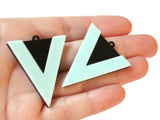 2 42mm Blue and Black Triangle Pendants Resin Pendants, Resin Charms Jewelry Making Beading Supplies Focal Beads Drop Beads