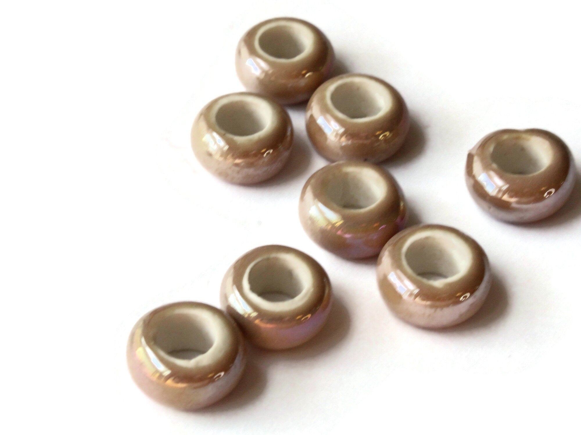 Porcelain Pony Beads, Large Hole - Copper