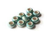 10 13mm Turquoise Porcelain Rondelle Beads Large Hole Glass Beads Jewelry Making Beading Supplies Loose Ceramic Beads High Luster Beads