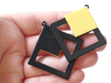 2 51mm Yellow and Black Double Square Pendants Resin Pendants, Resin Charms Jewelry Making Beading Supplies Focal Beads Drop Beads