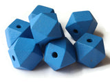 8 20mm Blue Beads Faceted Cube Beads Wood Beads Jewelry Making Beading Supplies Macrame Beads Wooden Bead