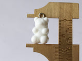 5 20mm White Gummy Bear Charms Resin Pendants with Platinum Colored Loops Jewelry Making Beading Supplies Loose Candy Charms