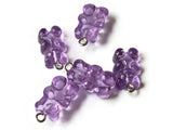 5 20mm Purple Gummy Bear Charms Resin Pendants with Platinum Colored Loops Jewelry Making Beading Supplies Loose Candy Charms