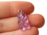 5 20mm Purple Gummy Bear Charms Resin Pendants with Platinum Colored Loops Jewelry Making Beading Supplies Loose Candy Charms