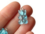 5 20mm Blue Gummy Bear Charms Resin Pendants with Platinum Colored Loops Jewelry Making Beading Supplies Loose Candy Charms