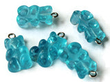 5 20mm Blue Gummy Bear Charms Resin Pendants with Platinum Colored Loops Jewelry Making Beading Supplies Loose Candy Charms