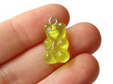 5 20mm Green Gummy Bear Charms Resin Pendants with Platinum Colored Loops Jewelry Making Beading Supplies Loose Candy Charms