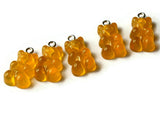 5 20mm Orange Gummy Bear Charms Resin Pendants with Platinum Colored Loops Jewelry Making Beading Supplies Loose Candy Charms