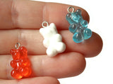 5 20mm Mixed Color Gummy Bear Charms Resin Pendants with Platinum Colored Loops Jewelry Making Beading Supplies Loose Candy Charms