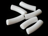 6 36mm White Curved Tube Beads Vintage Lucite Beads Jewelry Making Beading Supplies Loose Beads Smileyboy