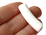 6 36mm White Curved Tube Beads Vintage Lucite Beads Jewelry Making Beading Supplies Loose Beads Smileyboy