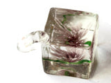 22mm Purple Flower Lampwork Glass Pendant Square Cube Pendant Jewelry Making Beading Supplies SmileyBoy