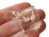 22mm Purple Flower Lampwork Glass Pendant Square Cube Pendant Jewelry Making Beading Supplies SmileyBoy