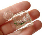22mm Purple Flower Lampwork Glass Pendant Square Cube Pendant Jewelry Making Beading Supplies SmileyBoy