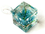 22mm Sky Blue Flower Lampwork Glass Pendant Square Cube Pendant Jewelry Making Beading Supplies SmileyBoy