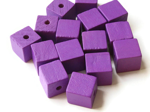 15 15mm Purple Wood Cube Beads Wooden Cubes Macrame Beads Jewelry Making Beading Supplies Large Hole Beads