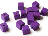 15 15mm Purple Wood Cube Beads Wooden Cubes Macrame Beads Jewelry Making Beading Supplies Large Hole Beads