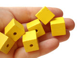 15 15mm Yellow Wood Cube Beads Wooden Cubes Macrame Beads Jewelry Making Beading Supplies Large Hole Beads