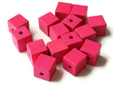 15 15mm Pink Wood Cube Beads Wooden Cubes Macrame Beads Jewelry Making Beading Supplies Large Hole Beads