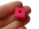 15 15mm Pink Wood Cube Beads Wooden Cubes Macrame Beads Jewelry Making Beading Supplies Large Hole Beads