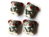 Porcelain Mouse Beads Gray and Pink Beads Porcelain Glass Beads Animal Beads Jungle Animal Beads Jewelry Making Beading Supplies Loose Bead