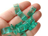 40 17mm Two Hole Green Pillow Acrylic Beads Double Drilled Plastic Rectangle Beads Jewelry Making Beading Supplies Loose Beads Smileyboy