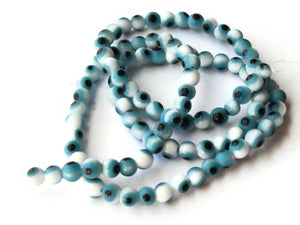 4mm White and Blue Evil Eye Beads Small Smooth Round Beads Full Strand Glass Beads Jewelry Making Beading Supplies