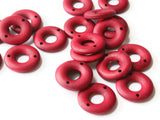 20 20mm Red Beads Round Donut Beads Wood Beads Ring Beads Jewelry Making Beading Supplies Loose Beads