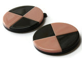 2 Pink and Black Flat Round Pendants Resin Pendants, Resin Charms Jewelry Making Beading Supplies Focal Beads Drop Beads