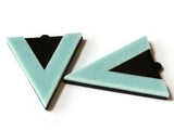 2 42mm Blue and Black Triangle Pendants Resin Pendants, Resin Charms Jewelry Making Beading Supplies Focal Beads Drop Beads