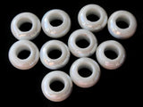10 13mm White Porcelain Rondelle Beads Large Hole Glass Beads Jewelry Making Beading Supplies Loose Ceramic Beads High Luster Beads