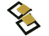 2 51mm Yellow and Black Double Square Pendants Resin Pendants, Resin Charms Jewelry Making Beading Supplies Focal Beads Drop Beads